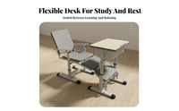 Student Rest Desk and Chair Set Hand-Crank Lift Adjustable Desk and Chair Set Multi-Functional Kids Learning Station for Students, Children, Home
