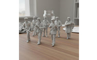 7 Pieces Historical Conflict II Infantryman Figures 3D Printed Unpainted Resin Soldiers Single-Piece-Piece Collectible Toy for Diorama