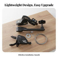 Folding Bike Derailleur Set Index Change Ing Rear Derailleur and Gear Selector Set Bike Gear System Kit Aluminum Alloy Easy To