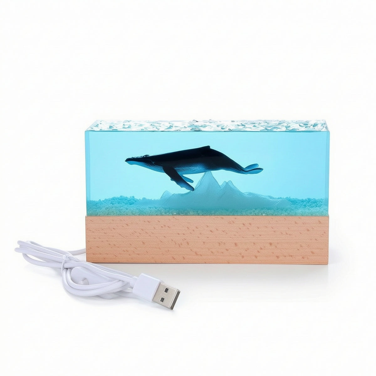 Marine Life Marine Mammal Night Light Wooden Killer Whale Resin Ocean Lamp Ambient Resin Ocean Lamp Compact for Desk