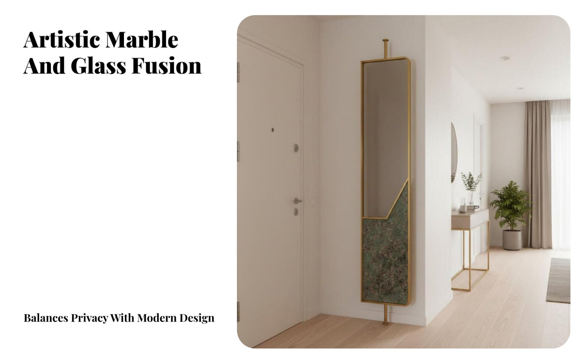 Light Luxury Design Freestanding Art Panel semi-transparent Glass Room separater Artistic Wave Pattern Home Furniture Stable Base for Homeowners, Business Owners, fromice Workers, Entryway, Open-Plan Space, Bedroom, Shared Apartment