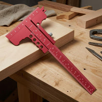 Etched Measurements Sliding T Head Ruler Adjustment Knobs Woodworking Marking Ruler Weight-Reducing Holes Carpentry Tool Anodized Finish