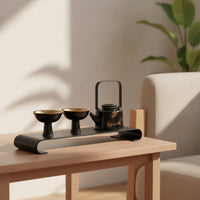 Chinese Tea Set Footed Cups Dark Tea Set Curved Spout Ceramic Ware