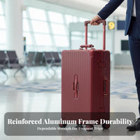 hard-sided Protection Aluminum Frame Trolley Wide Telescopic Handle Hardside hand luggage Reinforced Corners Suitcase Organized Interior for Frequent travelers, holidayers, Business Professionals, holiday, short journeys, Airport, Hotel