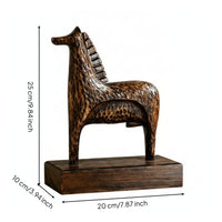 Wood Grain Horse Ornament Contemporary Pastoral Horse Sculpture Carved
