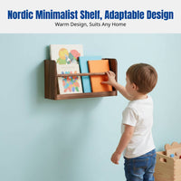 Hardwood Children's Book Display, Wall-Mounted Picture Book Rack, Minimalist Storage Shelf, Magazine Organizer