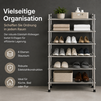 Shoe Rack Hallway, Space-Saving Shoe Rack Made of Polished Stainless Steel, Stable Freestanding Shoe Shelf for Small Apartments