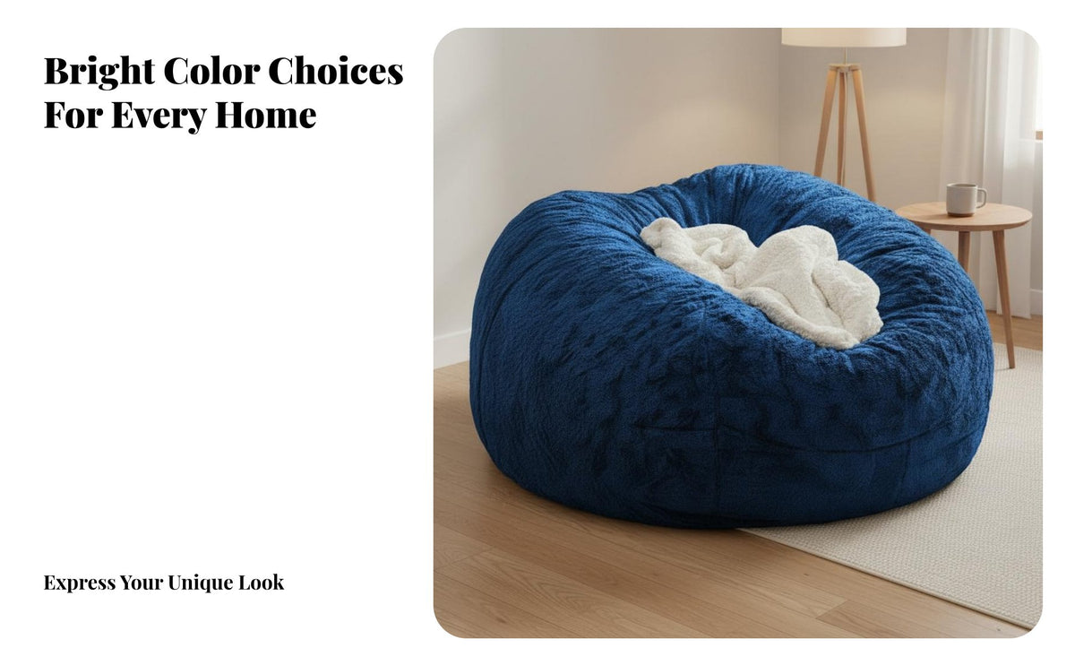 Cozy Sumptuous Round Beanbag Shell Comfy Giant Lazy Sofa Cover Oversized Giant Lazy Sofa Shell Long-Lasting for Students, Families, Living Room, Lounge Area, Reading Nook, Playroom