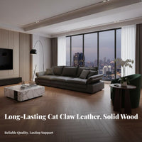 Italian Minimalist Sofa Scratch Resistant Material Modern Deep Seat Couch Supportive Comfort Deep Seat Couch for Pet Owners, Lounge Area, Bedroom