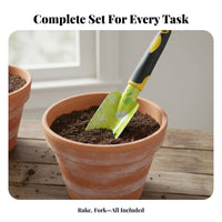 Gardening Tool Set Rust Resistant Aluminum Garden Tools Ergonomic Handle Hand Trowel and Rake Set for Gardeners, Beginners, Planting, Yard Work