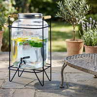 Glass Beverage Dispenser 3L with Stainless Steel Tap and Stand, Western Style Juice Dispenser, Large Capacity Drink Dispenser for Party Events