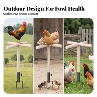 Black Metal Support Chicken Perch Stand Tightening Knob Ground Insert Perch Stand for Outdoor