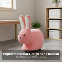 Multipurpose Bunny Shaped Ottoman Comfortable Seating Cartoon Rabbit Chair Soft Textile Soft Rabbit Stool Rounded Corners Design for Toddlers, Families, Family, Living Room, Entryway, Bedroom, Playroom
