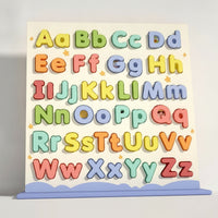 Wooden Alphabet Puzzle Interactive Alphabet Board with 3D Letters Educational Toy Tactile Game Smooth for Preschoolers