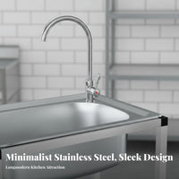 Single Bowl Sink with Stand Reinforced Bracket Freestanding Stainless Steel Sink Rust-Resistant Portable Wash Station for Tenants, Rental Property