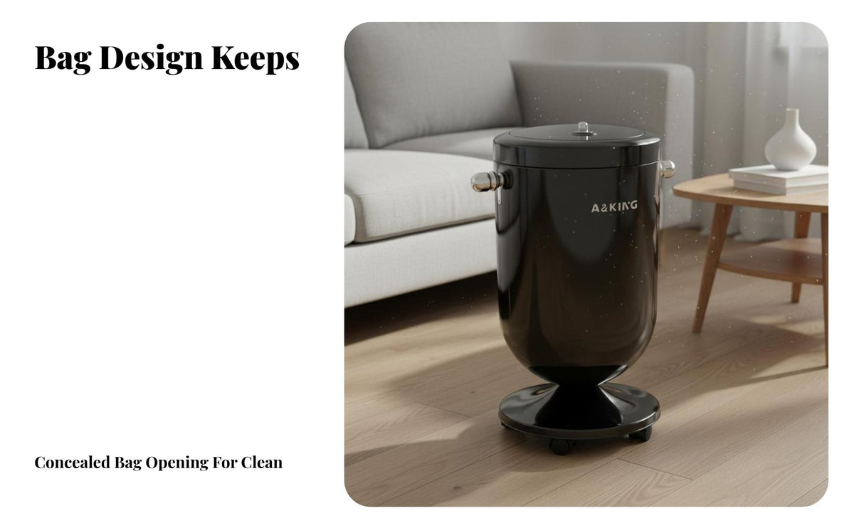 Pedestal Trash Can with Wheels Lidded Rolling Garbage Bin with Lid Restroom Garbage Bin for Living Room, Bedroom, Office