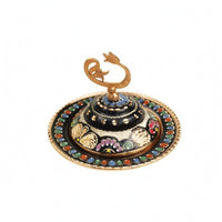 Hand-Painted Metal Serving Piece Floral Patterns Ornate Metal Tableware Home Decor Item Multicolor Embossed