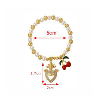 MOM Heart Pendant Bracelet Mother's Day Gift Cherry Pendant Bracelet Zircon