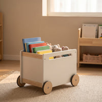 Toy Box with Wheels Compact Storage Box with Wheels Low-Profile Rolling Toy Chest for Playroom