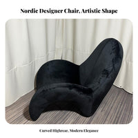 Stylish Curved Highspine Armchair Sculptural Form Lounge Chair Ergonomic Design Home Seating easy Assembly for Interior Designers, Homeowners, Readers, Living Room, Showroom, Bedroom, perusing corner