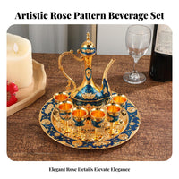 8 Pieces Vintage Metal Drinks Set Decorative European Design Vintage Drink Set Home Decoration for Wedding, Party