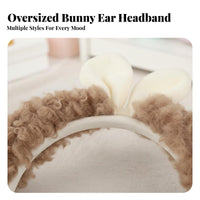 Large Hare Ears Hair Hoop Cute Design Cuddly Hare Ears Hairband Soft & Comfortable Hare Ear Headband for Women, Adults, Cosplay, Easter, Parties