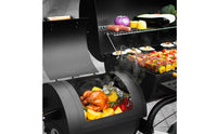 Barrel Grill with Side Smoker Outdoor Briquette-Fueled Barbecue with Smoker Multi-Functional Grill with Warming Rack for Grilling Enthusiasts