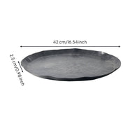 Metal Tray with Hammered Finish Textured Aluminum Tray Antique-Style Serving Platter for Shelf