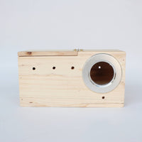 Wooden Breeding Box with Lid Hinged Bird Nesting House with Perch Enclosed Bird House for Parakeets