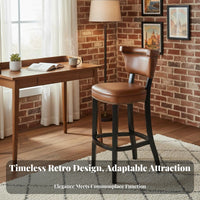 Riveted Backrest Stool Vintage Bar Counter Stool Chair Studded Detailing Seating Furniture for Adults, Cafe Owners, Restaurant, Coffee Shop