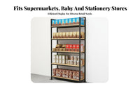Adjustable Shelves Double-Sided Island Shelf Thickened Steel Frame Double Sided Display Rack Heavy Duty Multi-Layer Convenience Retail Shelf Reinforced Construction for Retailers, Supermarkets, Snack Shop, Grocery Retail S