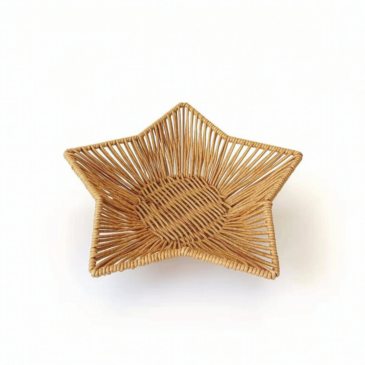 Star-Shaped Wicker Tray Shallow Star-Motif Weave Basket Decorative for Tabletop