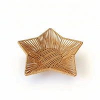 Star-Shaped Wicker Tray Shallow Star-Motif Weave Basket Decorative for Tabletop