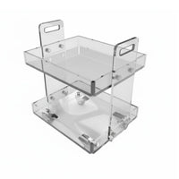 Transparent Design 2-Tier Clear Utility Cart Movable with casters 2-Tier Rolling Organizer Multi-Functional Bedside Table Multifunctional for Apartment Dwellers, Homeowners, Office Workers, Living Room, Kitchen, Bedroom, Bathroom