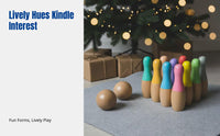 Children's Wooden Bowling Toy Set, Educational Indoor Game, Unisex, Safe Material, Colorful Design