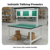 Anti Workbench Double-Sided Design Packing Station Table Included Lighted Assembly Table for Factory Workers, Warehouse