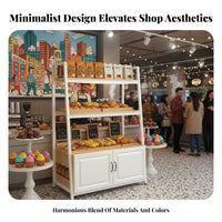 Bakery Display Rack Open Shelving Pastry Display Stand Sturdy Steel Frame Multi-Tier Bread Shelf with Cabinet for Cafe Owners, Adults, Bakeries, Cafes