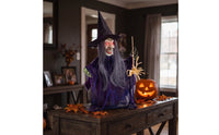 Witch Decoration with Glowing Eyes Halloween Glowing Witch Decoration Prop Animated Sound-Activated for Haunted Houses, Porch