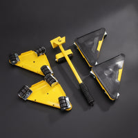 5 Pieces Furniture Moving Tool Kit Heavy-Duty Furniture Mover Plate with Triangular Wheeled Dollies with Lifting Lever for Movers, Homeowners