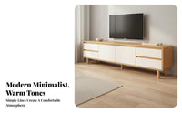 Sturdy & Strong Build Modern Wooden TV Stand Easy Cable Management Wooden TV Console with Storage Handleless Design Minimalist Media Cabinet with Storage Rounded Safety Corners for Bedroom