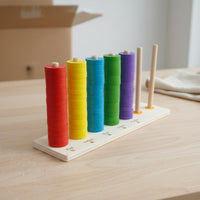 Educational Counting Frame Early Learning Color Sorting Toy Hand-Eye Coordination Rainbow Stacking Rings for Young Children, Kindergarten