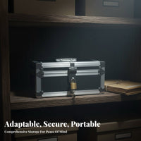 Combination Lock Lockable File Box Portable with Handle Aluminum Frame Security Case Sturdy Construction Household Storage Hard-Shell for Homeowners, Business Owners, Collectors, Home, Travel, Car Trunk