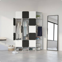 Cube Wardrobe Cabinet Multi-Compartment Corner Wardrobe Steel Frame