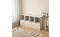 Floor Bookcase with Drawers Pale Storage Cabinet with Doors Multi-Functional Rectangular Bookshelf for Living Room, Bedroom, Reading Corner