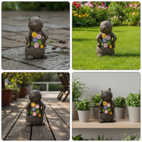 Lighted Cat Figurine with Solar Light Stone-Look Solar Cat Statue Decorative Decor Outdoor for Gardeners, Garden, Patio, Balcony, Tabletop