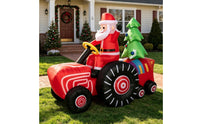 Inflatable Santa on vehicle Festive the Holiday Figure Giant Yard Decoration for Lawn