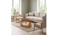 Asymmetrical Coffee Table Mid-Retro Modern Coffee Table with Glass Top Sculptural Furniture for Living Room, Apartment, Lounge