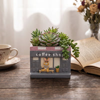 Shopfront Planter Decorative Storefront Flowerpot Small Garden Pot Compact for Succulent Lovers, Desk, Windowsill