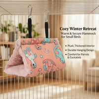 Bird Bed Nest House Hanging Hammock, Winter Warm Textile Hanging Bed, Small Pets Parakeets Cockatiels Multi-Color Pattern