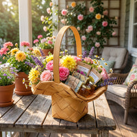 Lotus Leaf Shaped Basket Photography Prop Handmade Flower Basket Lightweight Decorative Container for Dancers, Women, Photo Shoots, Weddings, Parties
